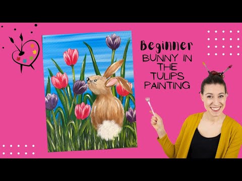 Beginner Bunny in the Tulips Painting