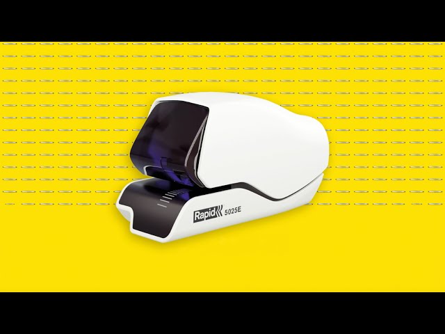 Grampeador Eléctrico Rapid Supreme 5025E - 25 Folhas - Recarga de Cartucho - Design Excepcional - Grampo Branco - Tecnologia de Grampeamento Plano - Cartucho Incluído - Tomada Europeia Padrão - vídeo 1
