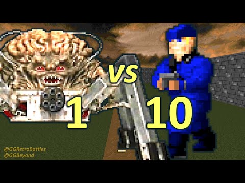 Spider Mastermind vs 10 Wolfenstein SS - Monster Infighting - Doom II Retro Battles