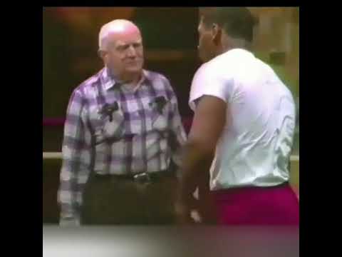 Mike Tyson training with fight manager Cus Damato in the Catskills Mountains of New York