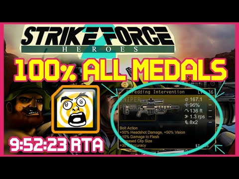 Strike Force Heroes 2 100% All Medals (9:52:23 RTA) (CW: light rage)