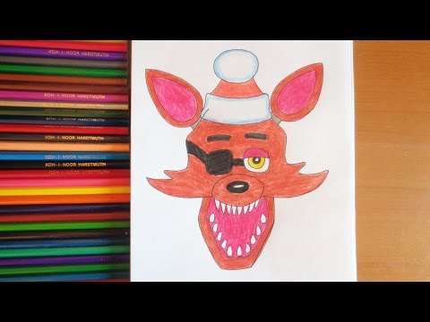 How to draw Foxy Christmas, FNAF, Как нарисовать Новогоднего Фокси