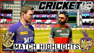 RCB vs KKR - Match Highlights Vivo IPL - 2021 Game No - 10 | Cricket 19 | #RCBvsKKR