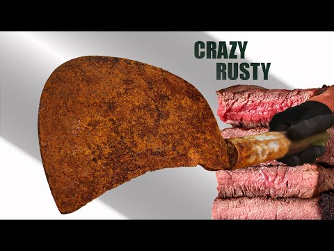 Very Rusted Butcher's Knife Restoration - Removing Century Rust