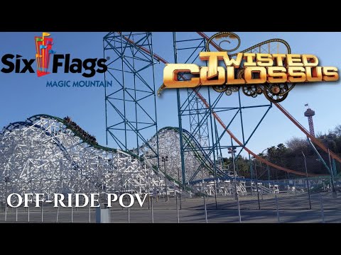 Off-ride footage of a Twisted Colossus train