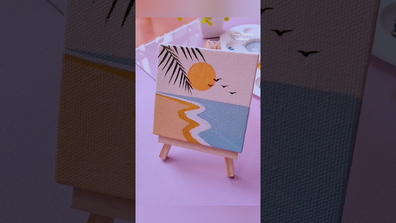 Painting on Mini Canvas 😍 #art #painting #shorts