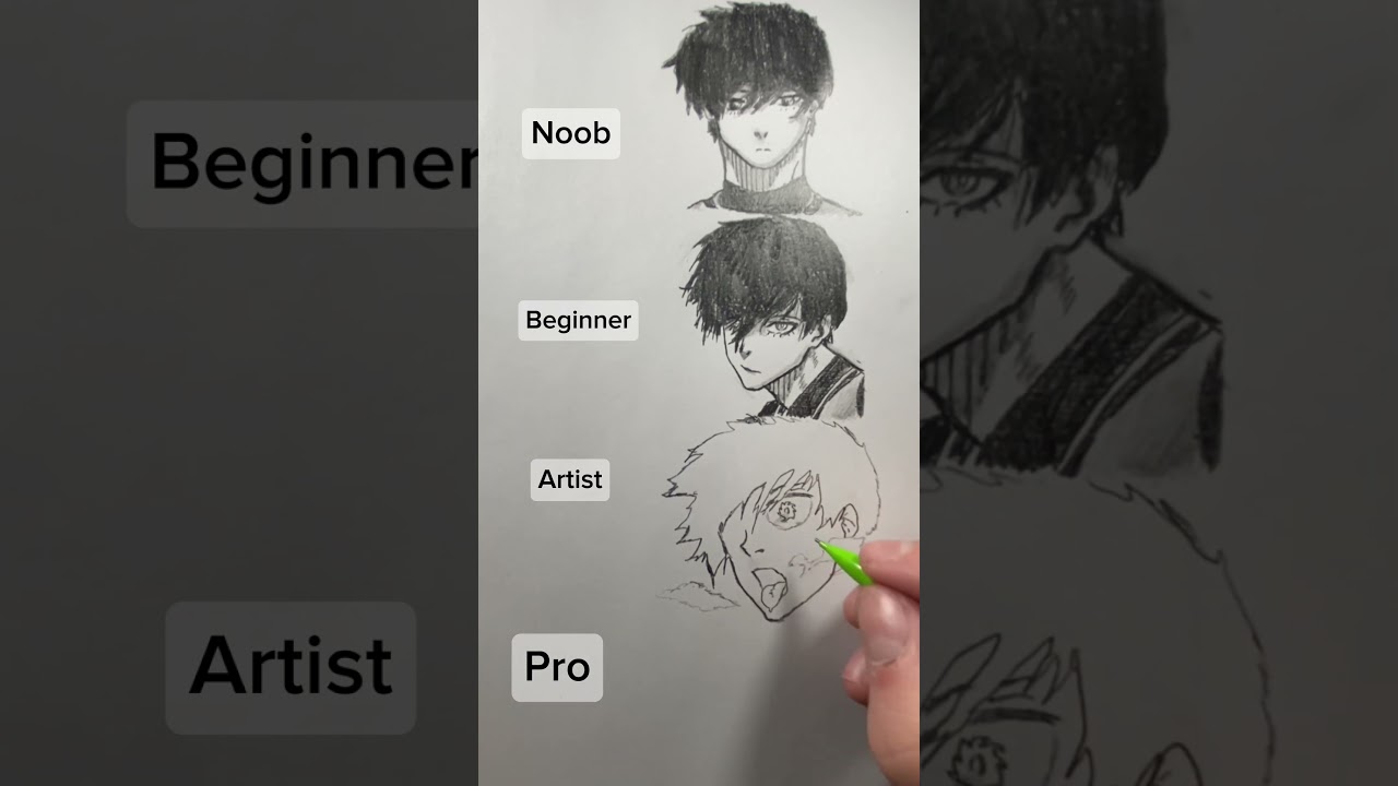 How to Draw Itoshi Rin (noob vs beginner vs artist vs pro). #anime #bluelock #art #shorts #locococo