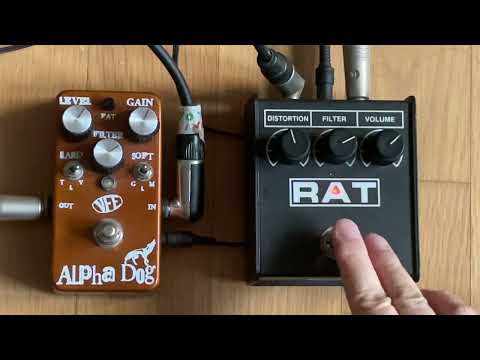 'VFE Alpha Dog' VS 'Proco Rat2' (both LM308 chip) | Pedal Comparison (no talking)