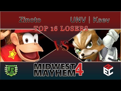 Midwest Mayhem 4  TOP 16 LOSERS - Zinoto (Diddy Kong) vs UNV | Ksev (Fox)