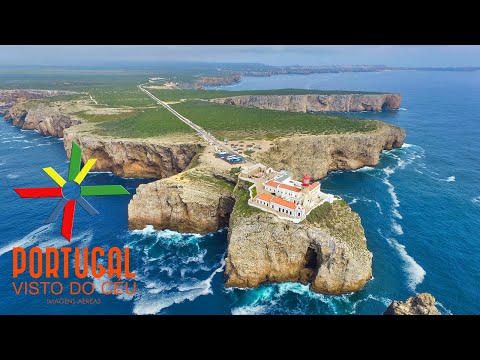 Farol do Cabo de São Vicente - St. Vincent Cape & lighthouse aerial view - Algarve - 4K Ultra HD
