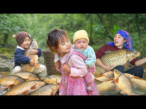 Executing Brilliant Fishing Plan: Duong and Kids Harvesting Huge Catch of Giant Fish | Village Life