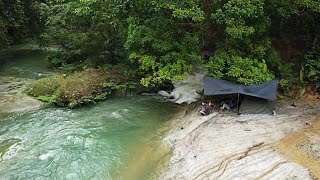 Download lagu Camping, fishing, heavy rain at a new spot in the middle of the Kalimantan forest, abundant fish mp3