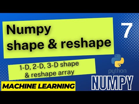 Shape And Reshaping Arrays Machine Learning Python Numpy Tutorial For Beginners