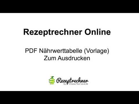 PDF Nährwerttabelle zum Ausdrucken