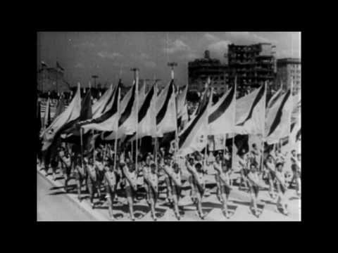 Poland, This film shows a Soviet military parade in Warsaw, Poland during the Cold War.