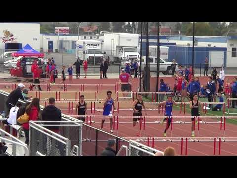 VarB 110m Hurdles vs Servite & Rosary 3-7-18 - Los Alamitos Boys