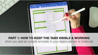 PART 1: Add templates to your tabbed digital planner/notebook and keep the tabs working + visible