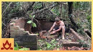 Primitive Technology: Brick hut destroyed by falling tree