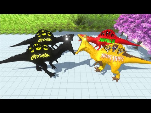 DAREDEVIL & SABRETOOTH SPINOSAURUS TEAM DEATH RUN - Animal Revolt Battle Simulator