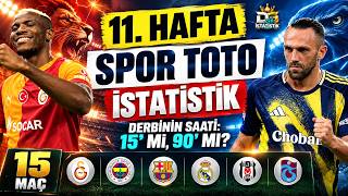 Spor Toto 11. Hafta İstatistikleri | Spor Toto Maçları Analiz Ettik.