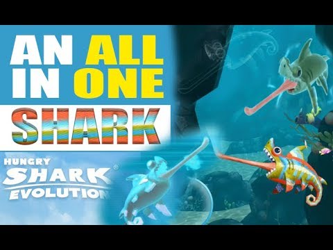 Hungry Shark Evolution Sharkeleon mimicing electro & Ice shark after eating them