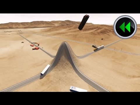 Reverse Trains Vs Impossible Hill Climb Crossover Rail Tracks - BeamNG Drive - Reverse Beamng Drive