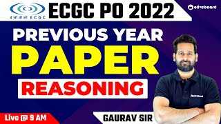 ECGC PO Previous Year Question Paper Reasoning | Complete Paper | By Gaurav Sir