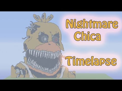 Minecraft Pixel Art Timelapse : Nightmare Chica (Five Nights at Freddy's 4)