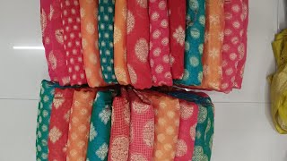 Georgette gold weaving designs 3 cut sarees 💞 5 to 5.50Mi... 130/-only 👌👌👌👌