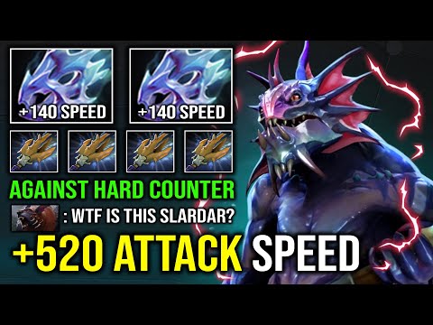 WTF 520 ATTACK SPEED 100% Perma Bash Solo Mid Slardar Against Hard Counter Pick Dota 2