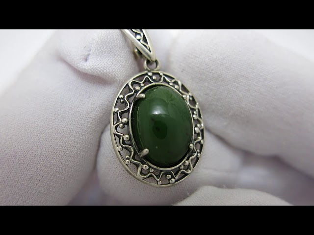 Срібні сережки з нефритом 397кн Відео огляд