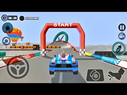 impossible Car Tracks 3D Stunt Mode - Blue Car Driving All Levels Completed - Android Gameplay