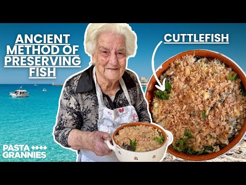 97yr old Ines Makes Cuttlefish "a sarsa" — Ancient Method of Preserving Fish | Pasta Grannies