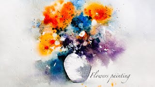 How to paint a white pot .abstract style . watercolor painting