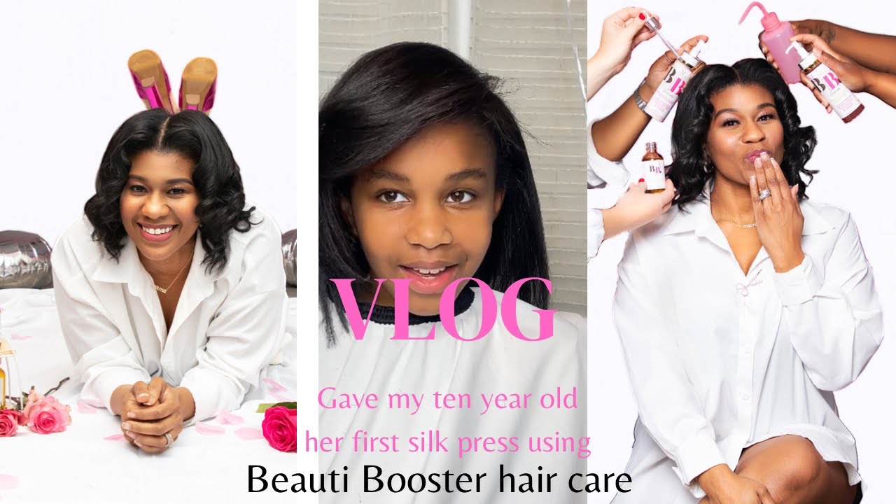 Gave my 10year old a silk press/ Beauti Booster hair care products #tutorial #haircare #natualhair