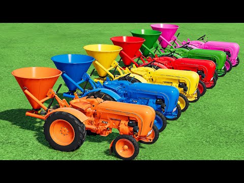 TRANSPORTING & SPREADING LIME with MINI PORSCHE TRACTORS & COLORED SPREADERS ! Farming Simulator 22
