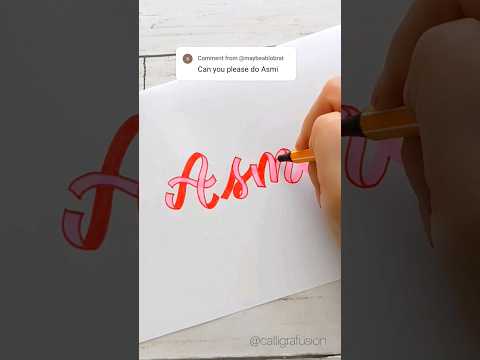Name lettering Asmi | Easy ribbon lettering #lettering #asmi #namewriting #ribbonlettering