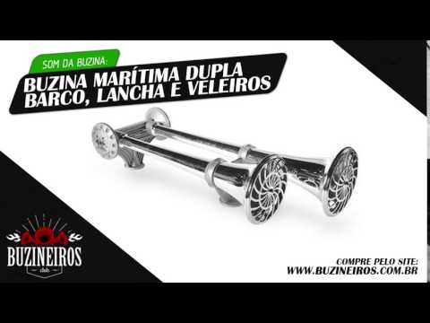 Som da Buzina Marítima para Barco Lancha e Veleiros - Corneta Grande Dupla Metalizada