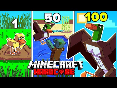 Duck survives 1000 days in Minecraft! Feathery mobs only.Impressive!