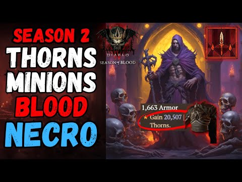 This THORNS MINIONS BLOOD Lance Necromancer Speedfarming Build OWNS! (Diablo 4 Season 2)
