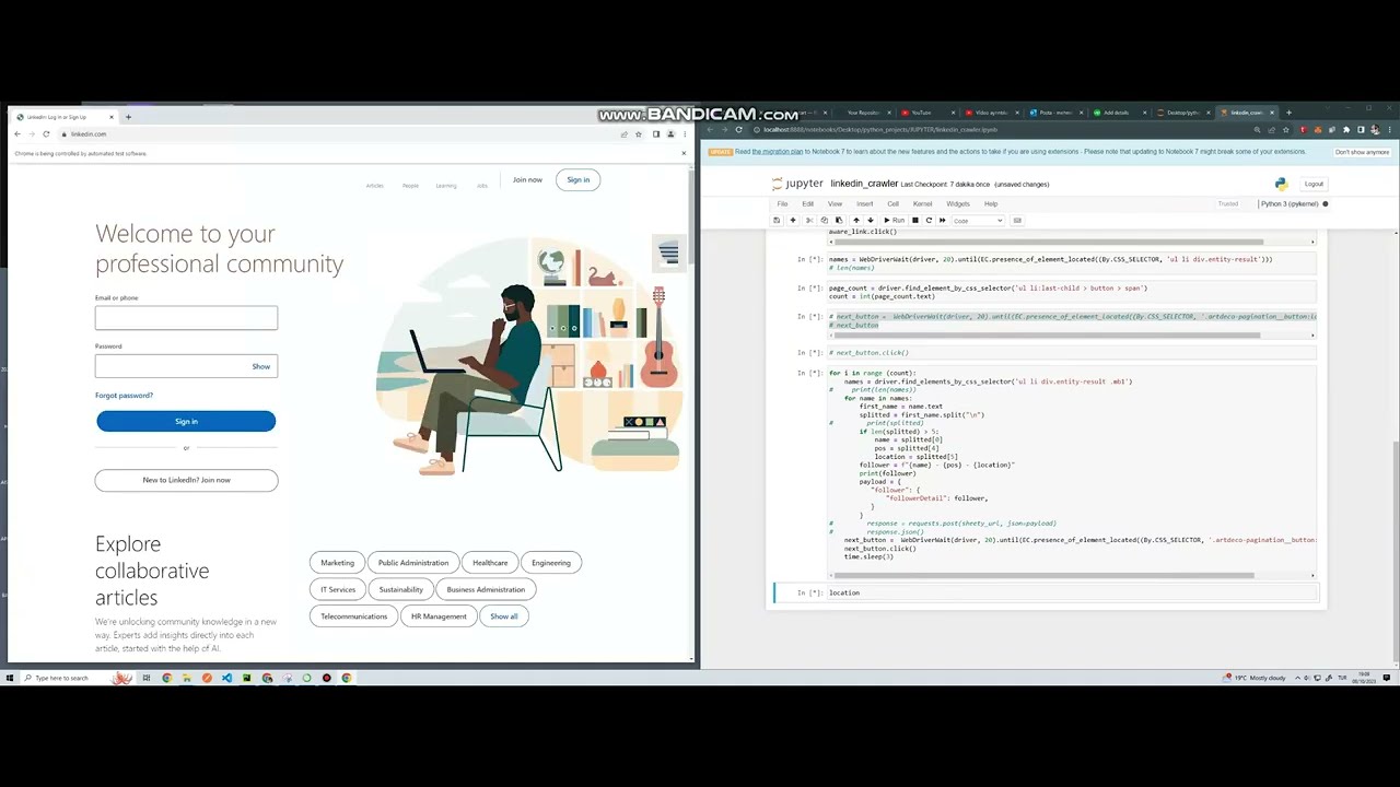 Selenium data scaper python project from LinkedIn connections