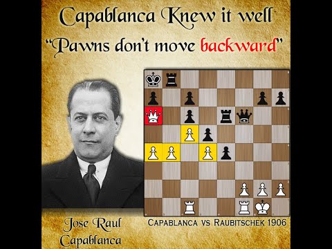 Capablanca Knew it "Pawns don't move backward" | Capablanca vs Raubitschek 1906