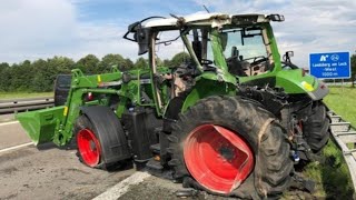 An Amazing Case captured On Camera! Idiot On The Road! Extreme Situation Tractor Fendt Vario Acciden