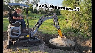 Mini-Excavator, Kymron XH20D, JACK HAMMER Projects.