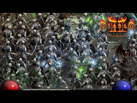 Diablo 2 Resurrected Summoner Necromancer Chaos Sanctuary Boss Fight with 335 skeletons army