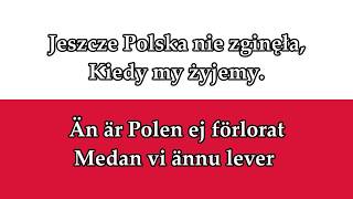 Svensk text - Mazurek Dąbrowskiego - Polens Nationalsång