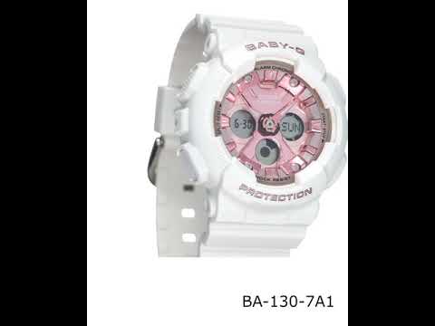 BABY-G（ベイビーG） ビッグケース＆メンズライクデザイン BA-130-7A1JF ホワイト/ピンク