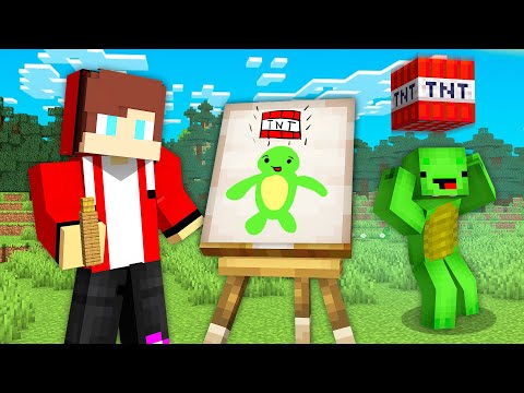 JJ Pranked Mikey With a Drawing Mod in Minecraft - Maizen Challenge @maizenofficial