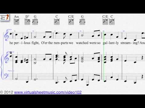 John Stafford Smith's The Star Spangled Banner, voice and piano sheet music - Video Score