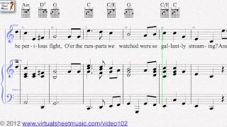 John Stafford Smith's The Star Spangled Banner, voice and piano sheet music - Video Score